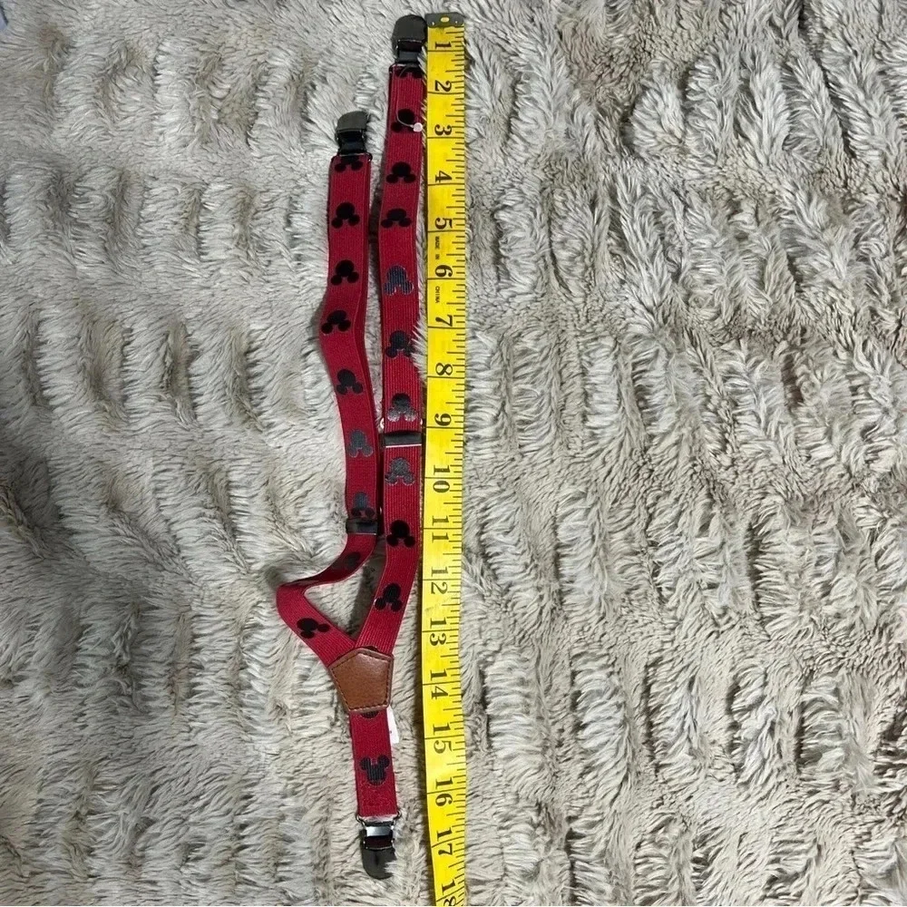 BOYS YOUTH Adjustable Disney Mickey Mouse Suspenders Leather NWT For H&M